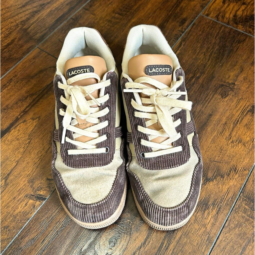 Lacoste T-Clip Low Top Lace-Up Sneakers Brown/Beige Colorblock Juniors 5